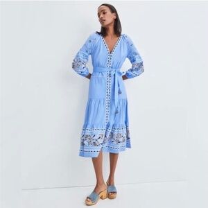 Veronica Beard Freyja Embroidered Midi Dress